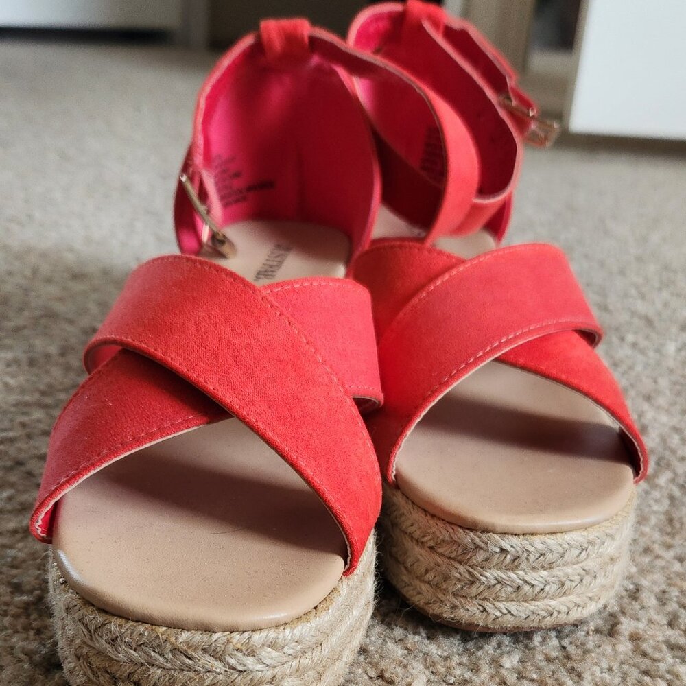Strappy Wedge Sandals, buckle detail